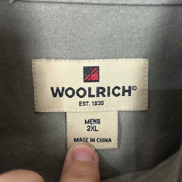 Woolrich Outdoor Men's Grey Green Long Sleeve Stretch Cotton Button Down, 2XL - Picture 6 of 6